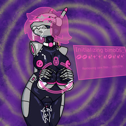 antennae_(anatomy) bimbofication bodily_fluids crossed_legs digital_cuffs drooling electronics female heart_eyes heart_symbol holographic_display holographic_hair hypnosis intelligence_loss leaking_vagina machine mind_control nipples pink_nipples restrained_arms saliva sex_robot sharp_teeth solo teeth usb magik_woman merulene_(magik_woman) android robot 1:1