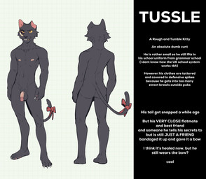 4_toes accessory balls black_eyes bow_ribbon bruised bruised_eye butt claws feet finger_claws flaccid front_view fur furgonomics genitals glans grey_balls grey_body grey_fur male nipples notched_ear penis pink_glans pink_inner_ear pink_nipples profanity rear_view ribbons tail tail_accessory tail_bow tail_ribbon tan_penis text toe_claws toes white_claws yellow_sclera jrjresq tussle_(jrjresq) domestic_cat felid feline felis mammal 2026 english_text hi_res model_sheet