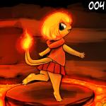 1:1 anthro anthrofied charmander digital_media_(artwork) female fire flaming_hair flaming_tail freckles generation_1_pokemon lumineko nintendo pokemon pokemon_(species) pokemorph pseudo_hair reptile scalie solo tail young