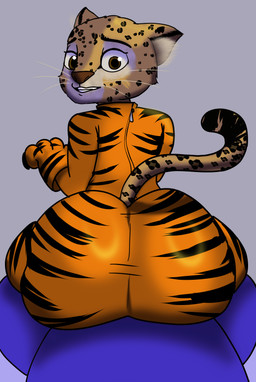 anthro big_butt bubble_butt butt clothing green_eyes humping male male/male nervous tight_clothing wide_hips young binkykun disney zootopia anon jaguar_(zootopia) felid human jaguar mammal pantherine absurd_res hi_res