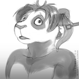 ambiguous_gender bodily_fluids duo ear_penetration living_insertion mind_break mind_control parasite penetration slime solo sweat tongue tongue_out oddbird bear gastropod giant_panda mammal mollusk slug 1:1 2d_animation animated black_and_white monochrome motion_tweening