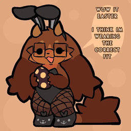 ambiguous_anthro ambiguous_gender anthro bunny_costume chibi clothing costume dialogue eyewear fake_ears fake_rabbit_ears fishnet_clothing fishnet_leggings fishnet_legwear fluffy fluffy_ears fluffy_tail glasses holidays horn leggings legwear long_ears long_tail open_mouth short_horn small_horn solo standing tail text wearing_glasses soarfloh easter syloh_(soarfloh) 1:1 english_text male_(lore)