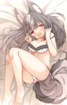 blush bodily_fluids bra breasts cleavage clothed clothing colored_nails female grey_hair hair nails object_in_mouth pacifier pacifier_in_mouth panties red_eyes solo tears underwear minato_yuu animal_humanoid canid canid_humanoid canine canine_humanoid humanoid mammal mammal_humanoid wolf_humanoid 2020 hi_res