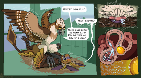 anatomically_correct anatomically_correct_genitalia animal_genitalia anthro asphyxiation bodily_fluids choking cloaca cloaca_ejaculation cloaca_juice cloacal cloacal_kiss cum cum_in_cloaca cum_inside dominant dominant_female duo ejaculation female feral forced genital_fluids genitals impregnation internal larger_dom male male/female oviduct ovum sex size_difference sperm_cell submissive submissive_male yolk mustard_(welcometothevoid) khaami_(mustard) accipitriform avali avian bird osprey digital_media_(artwork) hi_res pixel_(artwork)