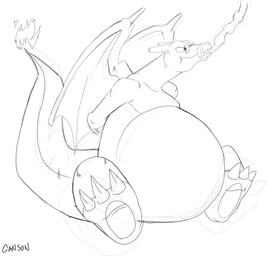 3_toes belly big_belly big_tail bodily_fluids bound claws eyewear fangs feeding_tube feet feral fire flaming_tail force_feeding forced front_view glasses hands_behind_back horn long_tail male medical_instrument membrane_(anatomy) membranous_wings muzzle_(object) muzzled overweight overweight_feral overweight_male scientific_instrument simple_background sitting soles solo submissive submissive_male sweat sweatdrop tail teeth toe_claws toes tube white_background wings canson cansonzard mythology nintendo pokemon charizard dragon generation_1_pokemon mythological_creature mythological_scalie pokemon_(species) reptile scalie 2016 black_and_white digital_drawing_(artwork) digital_media_(artwork) hi_res line_art monochrome signature sketch