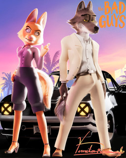 annoyed anthro belt bottomwear car clothing duo female footwear fur gesture hand_gesture hand_on_hip high_heels looking_at_another male male/female muscle_car palm_tree plant pointing pointing_at_another shirt shoes shorts smile smirk smug smug_face smug_grin standing suave suit suit_jacket topwear tree vehicle vermilionrenderworks furflection_(modeler) dreamworks grand_theft_auto_vi the_bad_guys diane_foxington mr._wolf_(the_bad_guys) canid canine canis fox mammal wolf 3d_(artwork) absurd_res detailed digital_media_(artwork) hi_res signature