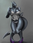 anthro armor big_breasts biped boots breasts clothed clothing curvy_figure female footwear grey_background grey_body grey_scales high_heeled_boots high_heels huge_breasts lingerie looking_at_viewer non-mammal_breasts platform_footwear platform_heels scales shoes simple_background solo tail unconvincing_armor undressing voluptuous wide_hips hawkilla mythology dragon mythological_creature mythological_scalie scalie 2017