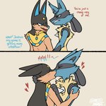 angry angry_kiss anthro anthro_on_anthro blue_body blue_eyes blue_fur blush crossover_ship duo enemies_to_lovers fur hearts_around_head interspecies kissing male palphilia pokephilia red_eyes simple_background tan_body tan_fur text that_escalated_quickly pastel_mamba nintendo palworld pocketpair pokemon anubis_(pal) canid canine generation_4_pokemon lucario mammal pal_(species) pokemon_(species) 1:1 2024 crossover english_text hi_res