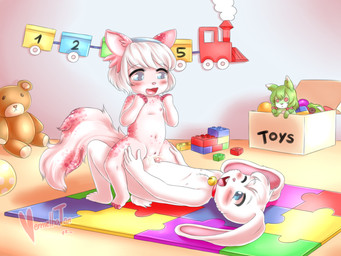 5_fingers age_difference anthro ball bell block blush bodily_fluids chest_tuft clitoris cowgirl_position cum cum_in_vagina cum_inside detailed_background doll duo erection female female_on_top female_penetrated fingers flat_chested fluffy fluffy_tail from_front_position fur genital_fluids genitals hair inside loli lying male male/female male_on_bottom male_penetrating male_penetrating_female multicolored_body multicolored_fur nipples nude on_back on_bottom on_top one_eye_closed open_mouth penetration penile penile_penetration penis penis_in_vagina pink_body pink_fur plushie sex shota tail teddy_bear toddler toy tuft vaginal vaginal_penetration vulva white_body white_fur white_hair young young_anthro young_female young_male vermelhatan chrysanthemum_makai kevin_snowpaw canid canine felid fox hybrid lagomorph leporid lion mammal pantherine rabbit 4:3