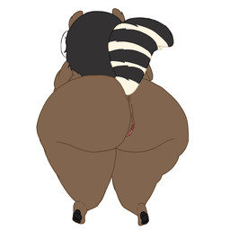 adolescent anthro big_butt butt female huge_butt huge_hips huge_thighs in_heat overweight overweight_anthro overweight_female paws presenting rear_view slightly_chubby solo thick_thighs wide_hips young anonymous_artist denise coati mammal procyonid south_american_coati 1:1