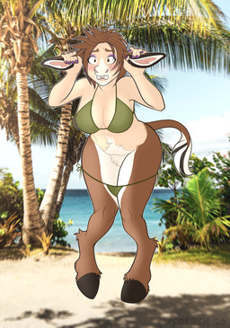 anthro beach big_nose bikini bikini_thong brown_body brown_fur buckteeth clothing embarrassed female fur grabbing_both_ears growth hooves human_to_anthro light_body light_skin long_ears mid_transformation shocked snout snout_growth species_transformation surprised swimwear tail tail_growth teeth transformation two-piece_swimsuit white_body white_fur wide_nose wide_snout wereren asinus donkey equid equine human humanoid mammal hi_res