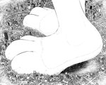 3_toes anthro barefoot building city cityscape destruction feet foot_focus giga landscape_dwarfing macro solo toes xtreme7 lagomorph leporid mammal rabbit 5:4 hi_res monochrome