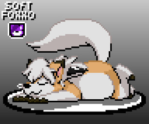 ambiguous_gender black_body black_fur dipstick_ears ear_markings eyes_closed feral fur logo multicolored_ears orange_body orange_fur raised_tail sleeping slightly_chubby slightly_chubby_ambiguous slightly_chubby_feral smile solo tail tail_motion text white_body white_fur softfoxxo nintendo pokemon dusk_lycanroc generation_7_pokemon lycanroc pokemon_(species) 2d_animation 6:5 animated artist_logo artist_name digital_media_(artwork) low_res pixel_(artwork) pixel_animation