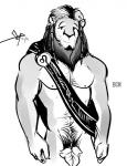 abs anthro body_hair facial_hair fig_leaf hair happy_trail leaf leaf_clothing long_hair male muscular muscular_anthro muscular_male nipples pubes simple_background smile solo whiskers white_background bgn felid lion mammal pantherine 2014 digital_drawing_(artwork) digital_media_(artwork) greyscale monochrome signature