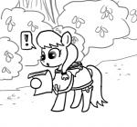 clothing earth_pony equid equine exclamation_point fan_character female feral ficficponyfic hasbro hope_blossoms_(colt_quest) horse mammal monochrome my_little_pony pony robe solo