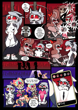 11_panel_comic 3_toes 4_arms 4_fingers angry anthro areola black_body black_fur black_nipples black_nose black_vulva blush blush_lines blushing_profusely bow_ribbon breasts brown_body brown_fur brown_hair bullying cellphone claws clitoral_hood clitoris clothed clothing comic_panel cuff_(restraint) dialogue ear_piercing electronics embarrassed eyewear feet female finger_claws fingers forced fur gem genital_focus genitals glasses grey_body grey_fur grey_hair group hair handcuffed handcuffed_to_pole handcuffs humanoid_genitalia humanoid_vulva humiliation jewelry looking_down low-angle_view male metal_cuffs multi_arm multi_limb multicolored_body multicolored_fur multicolored_tail navel necklace night nipple_fetish nipple_pinch nipple_play nipples nude nude_anthro nude_female only_one_nude outdoor_nudity partially_clothed partially_clothed_anthro partially_clothed_female pearl_(gem) pearl_necklace phone piercing pinch pink_hair public public_humiliation public_indecency public_nudity red_eyes restraints ribbons selfie sexual_assault shocked smartphone smile social_media speech_bubble street_lamp tail taking_picture taking_selfie teeth text toe_claws toes tongue vulva vulva_focus white_body white_fur wings yellow_body yellow_fur luchosfactory hellaverse helluva_boss mythology blitzo_(helluva_boss) loona_(helluva_boss) queen_bee-lzebub_(helluva_boss) ruffette_(helluva_boss) ruffie_(helluva_boss) vikki_(helluva_boss) vortex_(helluva_boss) arthropod bee canid canid_demon canine demon fox hellhound hybrid hymenopteran imp insect mammal mythological_canine mythological_creature absurd_res comic english_text hi_res