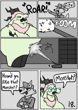 4_horns anthro black_spots clothing dialogue duo eyewear fingers fur glasses green_body green_fur hat headgear headwear hooved_fingers hooves horn large_male larger_male macro male military military_cap military_outfit military_uniform multi_horn nude_anthro nude_male obese obese_anthro obese_male overweight overweight_anthro overweight_male pink_body pink_fur pink_wool roaring size_difference speech_bubble spots tank_(vehicle) text uniform vehicle wearing_glasses wool_(fur) wool_hair living_lupis shawn_(living_lupis) bovid canid canine caprine fox kaiju mammal monster sheep 2025 black_and_white comic digital_media_(artwork) english_text hi_res monochrome