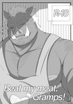 2022 anthro bon_donuts clothing comic cover hi_res kemono male mammal monochrome musclegut muscular nipples one_eye_closed pecs shirt slightly_chubby solo suid suina sus_(pig) topwear wild_boar wink