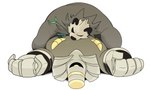 5:3 96_gatefield anthro arms_around_partner arms_out belly belly_bed belly_press belly_squish between_bellies big_belly dusknoir embrace generation_4_pokemon generation_6_pokemon group hi_res hug leaf lying male male/male nintendo on_front on_top on_top_of overweight overweight_anthro overweight_male pangoro pinned pinned_to_ground pokemon pokemon_(species) squish