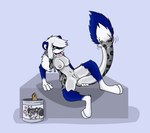 4_fingers anthro areola biped black_markings black_nose blue_body blue_fur blue_inner_ear_fluff breasts countershade_face countershade_fur countershade_tail countershade_torso countershading digitigrade female female_anthro female_symbol fingers fur gender_symbol gender_transformation glistening glistening_body gloves_(marking) goo_transformation green_eyes grey_body grey_countershading hair holding_tail inner_ear_fluff leg_markings looking_down_at_self markings mid_transformation motion_lines mtf_transformation nipples nude nude_anthro nude_female open_mouth open_smile paint_can paws sitting sitting_on_ground smile socks_(marking) solo species_transformation spread_legs spreading symbol tail transformation tuft vulva white_body white_countershading white_fur white_hair white_inner_ear fox0808 taki_(takikuroi) felid mammal mephitid pantherine skunk snow_leopard 2011 colored male_(lore)