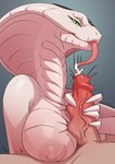 anthro areola biped breasts duo erection female fingers genitals glans green_eyes grey_background handjob humanoid_genitalia humanoid_penis male male/female mouth_closed nipples non-mammal_breasts non-mammal_nipples penetration penile penis scales sex simple_background snake_hood text tongue tongue_out urethral urethral_penetration urethral_tonguing white_body white_scales yellow_sclera chrysalisdraws x-com x-com:_chimera_squad agent_torque human mammal reptile scalie snake viper_(x-com) artist_name hi_res