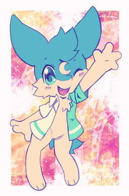 3_toes 4_fingers ambiguous_gender anthro blue_body blue_eyes blue_fur blush cheek_tuft chest_tuft clothed clothing cute_fangs facial_tuft fangs feet fingers fur half-closed_eyes head_tuft looking_at_viewer narrowed_eyes open_clothing open_mouth open_shirt open_topwear pale_fur shirt simple_background solo teeth toes tongue topwear tuft wave extyrannomon_(artist) nintendo pokemon generation_2_pokemon pokemon_(species) quilava