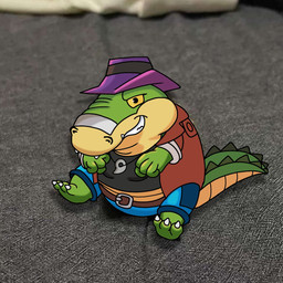 anthro belly bottomwear chibi clothing denim denim_bottomwear denim_clothing green_body grin hat headgear headwear jeans jewelry male necklace pants round_body smile solo yellow_eyes vleid_naomon brok_the_investigator cowcat_games sitting_baby_alligator_meme brok_(brok_the_investigator) alligator alligatorid crocodilian reptile scalie 1:1 draw_over hi_res meme