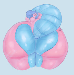 against_surface anthro ass_on_glass behind_glass big_butt blue_body blue_hair blue_skin blush butt female glass hair huge_butt hyper hyper_butt lips looking_at_viewer on_glass on_surface pink_body solo tail thick_lips thick_tail thick_thighs pooferbaby mythology petals_(petalspoofy) aquatic dragon fish hybrid mythological_creature mythological_scalie scalie hi_res