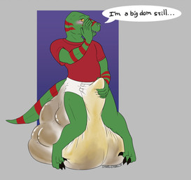 anthro biped bodily_fluids clothing diaper erection erection_in_diaper feces genital_fluids looking_at_viewer male scatplay simple_background soiled_diaper soiling solo tenting unclean_diaper urine used_diaper watersports wet_diaper wetting smallcircles species_request 2019 character_request digital_media_(artwork) hi_res