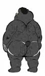 anthro back_hair black_body black_fur body_hair butt butt_hair clothing eyewear fur glasses hairy jockstrap overweight overweight_anthro shoulder_hair simple_background solo underwear white_background spazz_bear steve_jovonovich bear mammal 2019 absurd_res hi_res