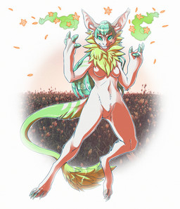 4_toes anthro breasts featureless_breasts featureless_crotch feet female fur green_eyes navel non-mammal_breasts nude solo toes white_body white_fur atza rayley final_fantasy final_fantasy_viii square_enix felid mammal moomba 2015 artist_collaboration digital_media_(artwork)