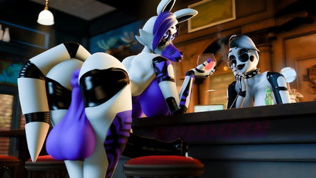 animal_genitalia animal_penis anthro anus backsack balls bar barely_visible_genitalia barely_visible_penis bent_over big_balls big_breasts big_butt black_eyelids black_eyes black_hair black_lips black_nipples black_penis blue_hair blue_pupils blurred_background bodily_fluids breasts butt chair cigarette cigarette_in_mouth cigarette_smoke collar container cum cum_on_chair cup drinking_glass duo equine_genitalia equine_penis erection eyelashes eyewear female furniture genital_fluids genitals glass glass_container glass_cup glistening glistening_genitalia glistening_penis glowing glowing_eyes gradient_hair gynomorph hair holding_cigarette holding_container holding_cup holding_drinking_glass holding_object huge_balls inside intersex lips looking_at_viewer looking_back looking_back_at_viewer machine makeup mascara mismatched_genitalia mismatched_penis nipples object_in_mouth penis puffy_anus pupils purple_anus purple_balls purple_breasts running_makeup running_mascara short_hair smile smiling_at_viewer smoke smoking smoking_cigarette spiked_collar spikes sunglasses tail tail_aside thick_thighs vein veiny_penis wearing_sunglasses white_body white_hair wide_hips fnafgamern disembowell_(modeler) psychojohn2_(modeler) five_nights_at_freddy's scottgames fan_character rachel_(fnafgamern) sam_(gothicgalsfm) animatronic canid canine fox humanoid mammal robot robot_anthro robot_humanoid 16:9 2024 3d_(artwork) 4k absurd_res digital_media_(artwork) hi_res source_filmmaker_(artwork) widescreen