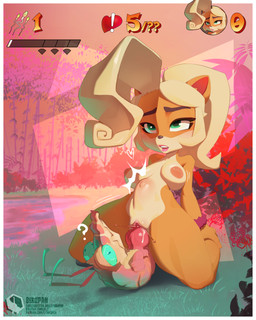 abdominal_bulge anthro anthro_on_feral anthro_penetrated areola bestiality big_breasts blonde_hair border breasts cowgirl_position duo eyebrows female female_on_top female_penetrated feral feral_penetrating feral_penetrating_anthro from_front_position genitals green_eyes hair heart_symbol kneeling knot knotted_penis lipstick long_hair makeup male male/female male_on_bottom male_penetrating male_penetrating_female motion_lines nipples nude on_bottom on_top outside penetration penile penile_penetration penis penis_in_vagina pink_areola pink_nipples ponytail question_mark sex teeth text thick_thighs vaginal vaginal_penetration vulva white_border wristband bikupan activision crash_bandicoot_(series) coco_bandicoot bandicoot mammal marsupial 4:5 artist_name hi_res url watermark