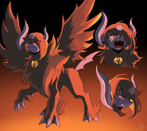 3_toes ambiguous_gender black_body black_fur black_wings bodily_fluids claws feet feral front_view fur horn looking_at_viewer open_mouth quadruped red_eyes simple_background solo standing tail tears teeth toe_claws toes tongue wings tenebscuro nintendo pokemon generation_6_pokemon mega_absol mega_evolution pokemon_(species) hi_res male_(lore)