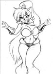 anthro big_breasts bra bracelet breasts buckteeth choker cleavage clothed clothing cosplay female hair jewelry midriff necklace ponytail solo teeth underwear wide_hips chochi shantae_(series) wayforward mrs._amp_(mramp) shantae mammal mustelid musteline true_musteline weasel 2023 absurd_res black_and_white graphite_(artwork) hi_res monochrome sketch traditional_media_(artwork)