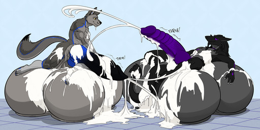 anthro balls big_balls big_penis bodily_fluids cum cum_on_another cum_on_balls cum_on_penis duo ejaculation excessive_cum excessive_genital_fluids genital_fluids genitals huge_balls huge_penis hyper hyper_balls hyper_genitalia hyper_penis knot knotted_penis laying_on_balls lying male multi_balls multi_genitalia muscular on_back penis barnikan raizen_t'laaren canid canine canis mammal sergal wolf 2:1 hi_res