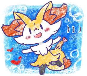 ambiguous_anthro ambiguous_gender anthro biped blush blush_stickers border chibi cute_fangs digitigrade dipstick_tail emanata fangs food front_view heart_symbol looking_at_viewer markings object_in_tail on_one_leg open_mouth open_smile shrimp_(food) simple_background simple_eyes smile snout solo standing tail tail_markings teeth annyui0611 nintendo pokemon braixen canid generation_6_pokemon mammal pokemon_(species) 2024 digital_drawing_(artwork) digital_media_(artwork) full-length_portrait hi_res japanese_description portrait translated_description