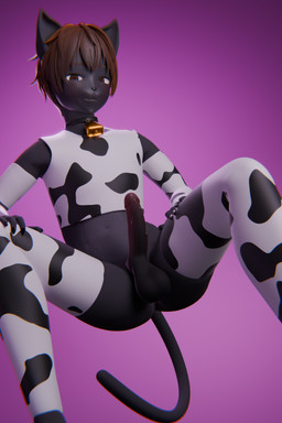 anthro bodily_fluids cow_clothing cow_costume erection genital_fluids genitals male nude_male penis precum simple_background solo monarquis romy_(monarquis) domestic_cat felid feline felis mammal 3d_(artwork) absurd_res digital_media_(artwork) hi_res