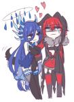 alternate_species black_hair blue_hair duo female female/female hair heart_symbol holding_arm hug humanoid_on_humanoid humanoidized pokemorph red_hair simple_background white_background shikkoku_neko nintendo pokemon animal_humanoid cervine cervine_humanoid deer deer_humanoid generation_6_pokemon humanoid legendary_pokemon mammal mammal_humanoid pokemon_(species) pokemon_humanoid xerneas xerneas_(neutral_mode) yveltal