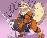 anthro balls big_balls bodily_fluids breeding_mount cum excessive_cum excessive_genital_fluids genital_fluids genitals male masturbation penile penile_masturbation solo dergorb nintendo pokemon arcanine canid canine generation_1_pokemon mammal pokemon_(species) hi_res