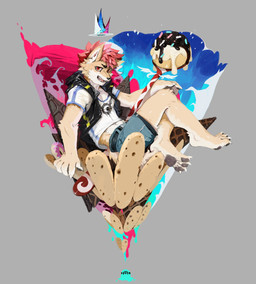 abstract_background athletic athletic_male belt bottomwear bread candy chocolate claws clothing cutlery dessert fluffy food fur hair ice_cream kitchen_utensils looking_at_viewer male pastry pawpads paws red_eyes red_hair shirt shorts slim solo spoon t-shirt tan_body tan_fur tools topwear vest yzmuya canid mammal absurd_res hi_res