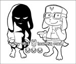 3_toes 5_fingers anthro barefoot bottomless bottomless_male clothed clothing duo emoji eyewear featureless_crotch feet fingers gesture glasses half-closed_eyes hand_gesture happy humor male narrowed_eyes pointing pointing_at_another scar silly tail text toes edaline cave_story why_dis_look_so_mad_(meme) jack_(cave_story) king_(cave_story) lagomorph mammal mimiga 2024 english_description english_text meme monochrome