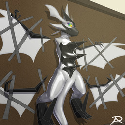 alternate_color bdsm bondage bound feral immobilization latex male multicolored_eyes muzzle_(object) muzzled solo tape radasus nintendo pokemon generation_7_pokemon legendary_pokemon pokemon_(species) ultra_necrozma 1:1 hi_res