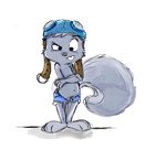 anthro aviator_cap aviator_goggles bangs bottomwear clothed clothing crossed_arms fluffy fluffy_tail fur grey_body grey_fur hotpants looking_at_viewer male navel pubes shorts simple_background solo tail topless topless_male eri_(breadofbitterness) jay_ward_productions rocky_and_bullwinkle rocket_j._squirrel flying_squirrel mammal rodent sciurid low_res