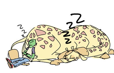 ?_face big_butt brown_hair butt duo female feral green_eyes hair hooves horn huge_butt larger_female larger_feral long_neck male markings ossicone simple_background size_difference sleeping slightly_chubby smaller_human smaller_male smile sound_effects spots spotted_body vowelless vowelless_sound_effect white_background zzz nobby_(artist) anon paisley_(nobby) giraffe giraffid human mammal aliasing binary_drawing digital_drawing_(artwork) digital_media_(artwork)