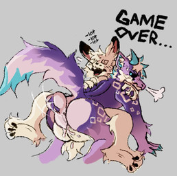 anthro bad_end balls big_balls big_penis defeat defeated_sex dominant from_front_position game_over gameplay_mechanics genitals humanoid_genitalia humanoid_penis intelligence_loss male mating_press muscular overpowered penis questionable_consent sex unconscious marshmelowfluf mythology acai_(kariacai) lucifer_(character) dragon mythological_creature mythological_scalie scalie