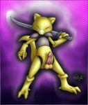 anthro balls biped erection genitals male melee_weapon penis pose solo standing sword weapon forceswerwolf nintendo pokemon fan_character volsar abra generation_1_pokemon pokemon_(species)