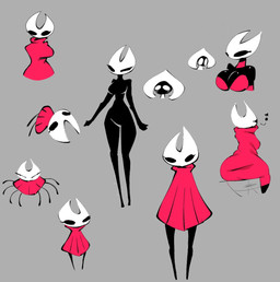 anthro big_butt biped black_body blush blush_lines breasts butt chibi choker cleavage clothed clothing dress eyelashes featureless_breasts featureless_crotch featureless_feet feet female front_view glistening glistening_body huge_butt jewelry looking_at_breasts multiple_styles necklace non-mammal_breasts oversized_clothing rear_view red_clothing red_dress shawl_only shocked sitting small_waist solo strapless_clothing strapless_dress tight_clothing void_eyes wasp_waist wide_hips komas97 hollow_knight:_silksong hollow_knight_(franchise) team_cherry hornet_(hollow_knight) lace_(hollow_knight:_silksong) arachnid arthropod insect spider 2025 hi_res multiple_images