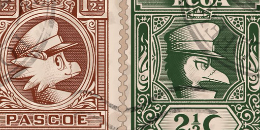 ambiguous_gender anthro clothing group hat headgear headwear looking_aside looking_at_viewer stamp trio roawayart ecoa_(roawayart) pascoe_(roawayart) pilot_(roawayart) avian 3:1