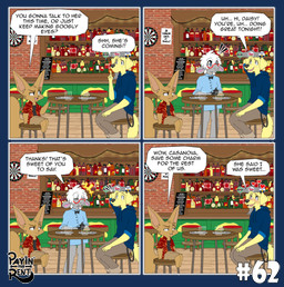 anthro bar female humor male ariesartist ben_(ariesartist) daisy_(ariesartist) roger_(ariesartist) bird_dog bovid canid canine canis caprine domestic_dog fennec_fox fox hunting_dog labrador mammal retriever sheep true_fox absurd_res alpha_channel comic hi_res